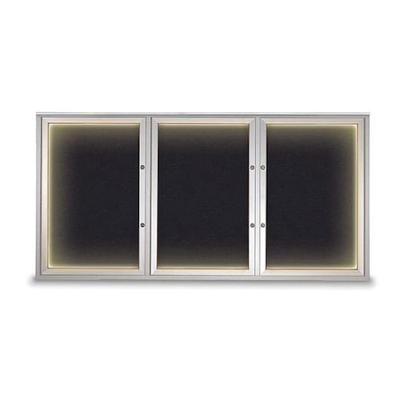 United Visual Products Corkboard, Rubber/Satin, 72"x36" UV418ILEDPLUS-SATIN-RUBBER