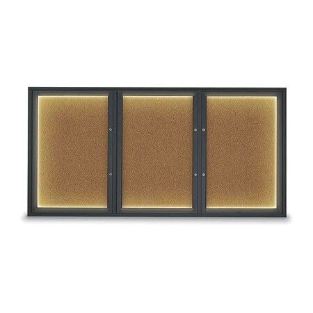United Visual Products Corkboard, Synthetic Cork/Black, 72"x36" UV418ILEDPLUS-BLACK-FORBO