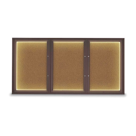 United Visual Products Corkboard, Synthetic Cork/Bronze, 72"x36" UV418ILEDPLUS-BRONZE-FORBO