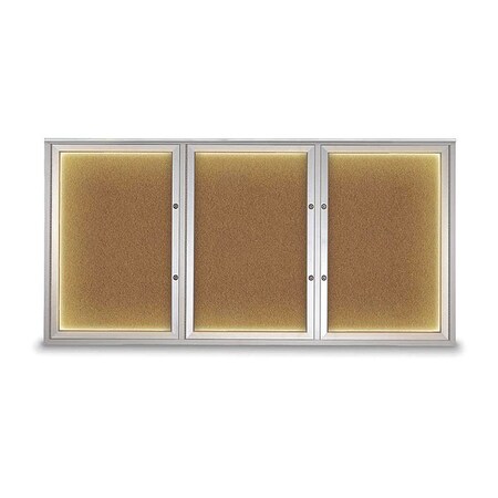 United Visual Products Corkboard, Synthetic Cork/Satin, 72"x36" UV418ILEDPLUS-SATIN-FORBO
