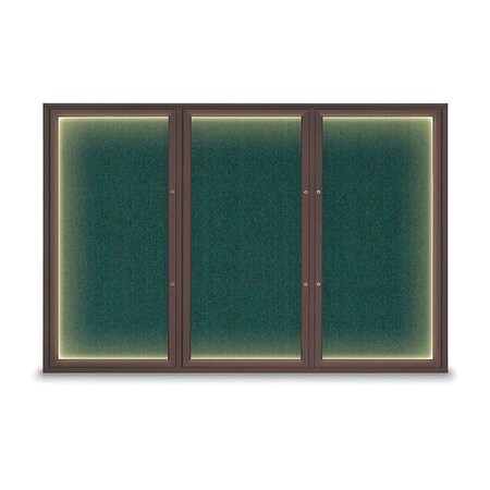 United Visual Products Corkboard, Dark Spruce/Bronze, 72"x48" UV419ILEDPLUS-BRONZE-DRKSPR