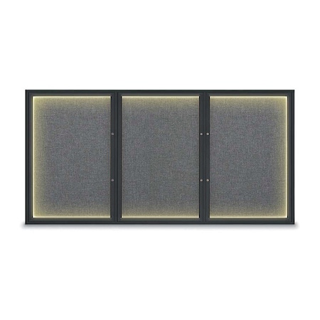 United Visual Products Corkboard, Medium Grey/Black, 96"x48" UV420ILEDPLUS-BLACK-MEDGRY