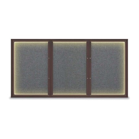 United Visual Products Corkboard, Medium Grey/Bronze, 96"x48" UV420ILEDPLUS-BRONZE-MEDGRY
