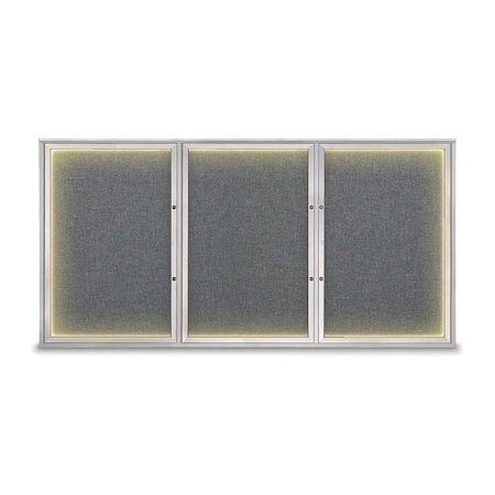 United Visual Products Corkboard, Medium Grey/Satin, 96"x48" UV420ILEDPLUS-SATIN-MEDGRY