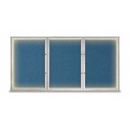 United Visual Products Corkboard, Ultramarine/Satin, 96"x48" UV420ILEDPLUS-SATIN-ULTMAR