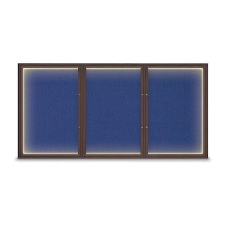 United Visual Products Corkboard, Cobalt Accent/Bronze, 96"x48" UV420ILEDPLUS-BRONZE-COBACC