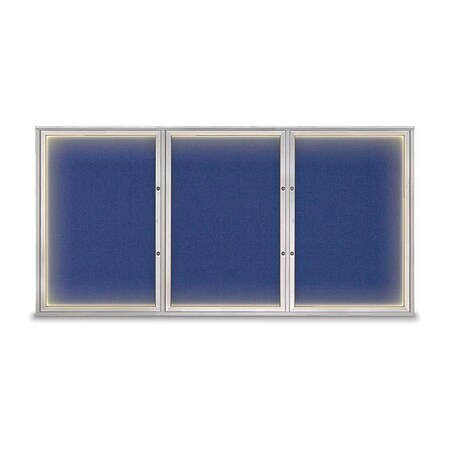 United Visual Products Corkboard, Cobalt Accent/Satin, 96"x48" UV420ILEDPLUS-SATIN-COBACC