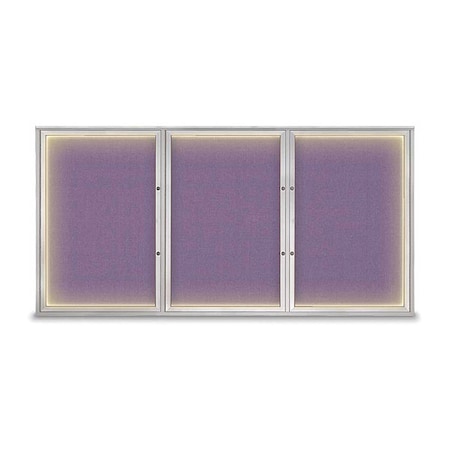 United Visual Products Corkboard, Amethyst/Satin, 96"x48" UV420ILEDPLUS-SATIN-AMETHY