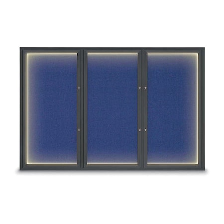 United Visual Products Corkboard, Cobalt Accent/Black, 72"x48" UV419ILEDPLUS-BLACK-COBACC