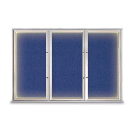 United Visual Products Corkboard, Cobalt Accent/Satin, 72"x48" UV419ILEDPLUS-SATIN-COBACC