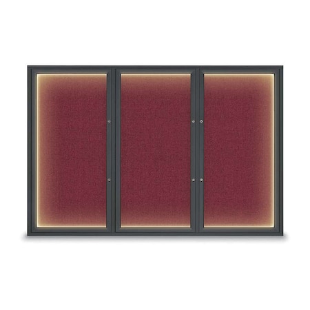 United Visual Products Corkboard, Deep Burgundy/Black, 72"x48" UV419ILEDPLUS-BLACK-DBURGU
