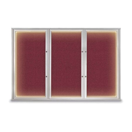 United Visual Products Corkboard, Deep Burgundy/Satin, 72"x48" UV419ILEDPLUS-SATIN-DBURGU
