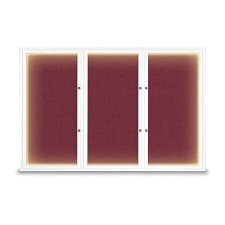 United Visual Products Corkboard, Deep Burgundy/White, 72"x48" UV419ILEDPLUS-WHITE-DBURGU