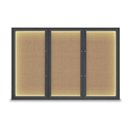United Visual Products Corkboard, Buff/Black, 72"x48" UV419ILEDPLUS-BLACK-BUFF
