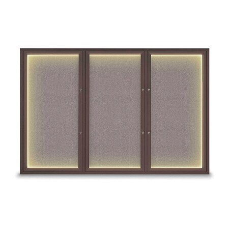 United Visual Products Corkboard, Surf/Bronze, 72"x48" UV419ILEDPLUS-BRONZE-SURF