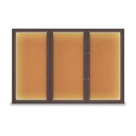 United Visual Products Corkboard, Cork/Bronze, 72"x48" UV419ILEDPLUS-BRONZE-CORK