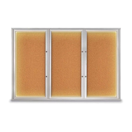 United Visual Products Corkboard, Cork/Satin, 72"x48" UV419ILEDPLUS-SATIN-CORK