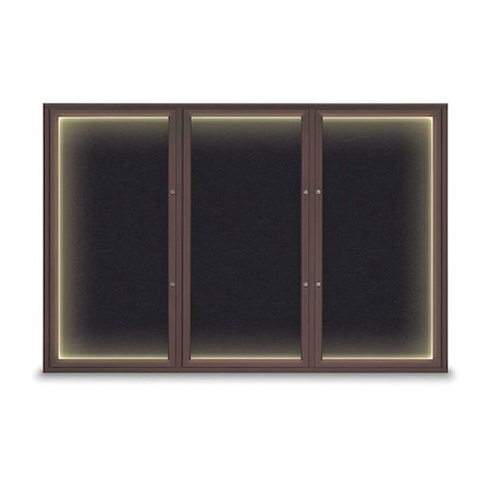 United Visual Products Corkboard, Rubber/Bronze, 72"x48" UV419ILEDPLUS-BRONZE-RUBBER