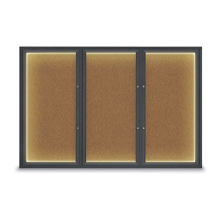 United Visual Products Corkboard, Synthetic Cork/Black, 72"x48" UV419ILEDPLUS-BLACK-FORBO