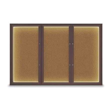 United Visual Products Corkboard, Synthetic Cork/Bronze, 72"x48" UV419ILEDPLUS-BRONZE-FORBO