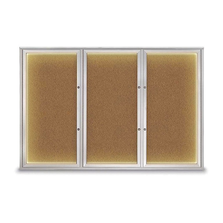 United Visual Products Corkboard, Synthetic Cork/Satin, 72"x48" UV419ILEDPLUS-SATIN-FORBO