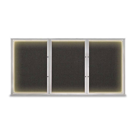 United Visual Products Corkboard, Black/Satin, 96"x48" UV420ILEDPLUS-SATIN-BLACK