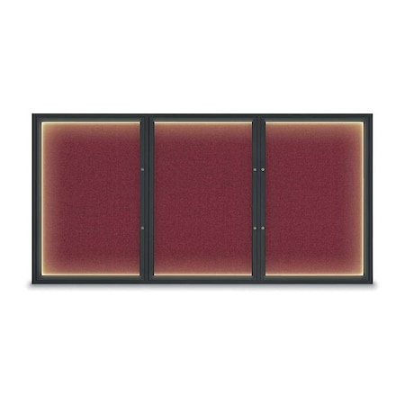 United Visual Products Corkboard, Deep Burgundy/Black, 96"x48" UV420ILEDPLUS-BLACK-DBURGU