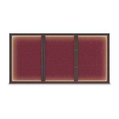 United Visual Products Corkboard, Deep Burgundy/Bronze, 96"x48" UV420ILEDPLUS-BRONZE-DBURGU