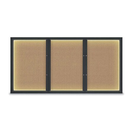 United Visual Products Corkboard, Buff/Black, 96"x48" UV420ILEDPLUS-BLACK-BUFF