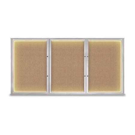 United Visual Products Corkboard, Buff/Satin, 96"x48" UV420ILEDPLUS-SATIN-BUFF