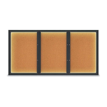 United Visual Products Corkboard, Cork/Black, 96"x48" UV420ILEDPLUS-BLACK-CORK