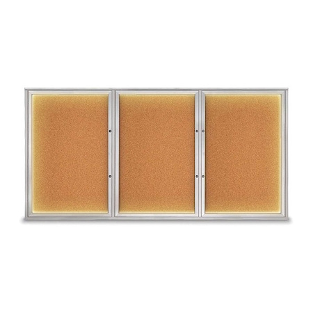United Visual Products Corkboard, Cork/Satin, 96"x48" UV420ILEDPLUS-SATIN-CORK