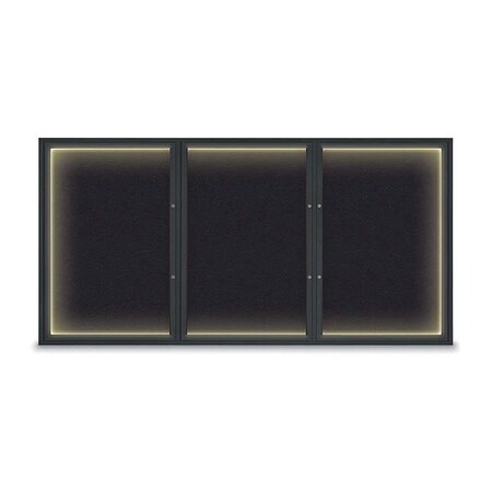 United Visual Products Corkboard, Rubber/Black, 96"x48" UV420ILEDPLUS-BLACK-RUBBER