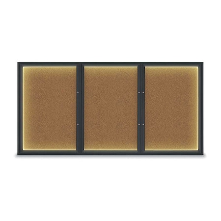 United Visual Products Corkboard, Synthetic Cork/Black, 96"x48" UV420ILEDPLUS-BLACK-FORBO