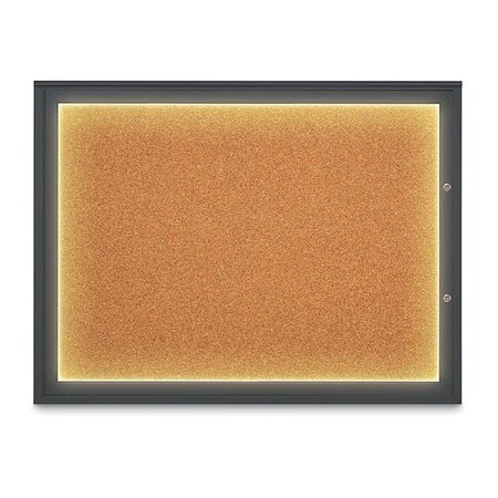 United Visual Products Corkboard, Cork/Black, 48"x36" UV416ILED1PLUS-BLACK-CORK