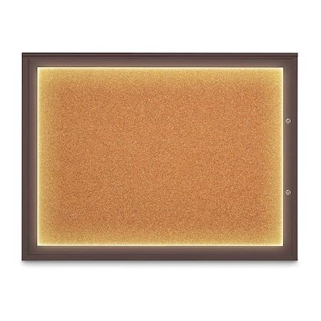United Visual Products Corkboard, Cork/Bronze, 48"x36" UV416ILED1PLUS-BRONZE-CORK