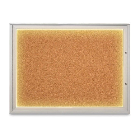 United Visual Products Corkboard, Cork/Satin, 48"x36" UV416ILED1PLUS-SATIN-CORK