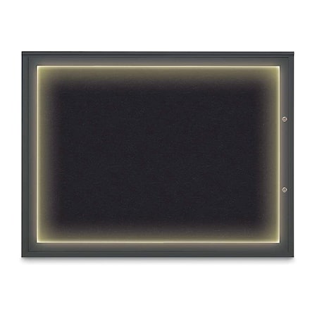 United Visual Products Corkboard, Rubber/Black, 48"x36" UV416ILED1PLUS-BLACK-RUBBER