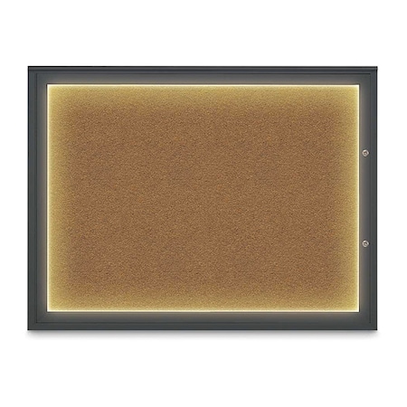 United Visual Products Corkboard, Synthetic Cork/Black, 48"x36" UV416ILED1PLUS-BLACK-FORBO