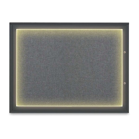United Visual Products Corkboard, Medium Grey/Black, 48"x36" UV416ILED1PLUS-BLACK-MEDGRY