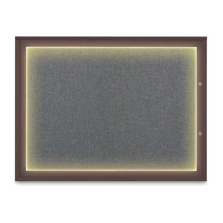United Visual Products Corkboard, Medium Grey/Bronze, 48"x36" UV416ILED1PLUS-BRONZE-MEDGRY