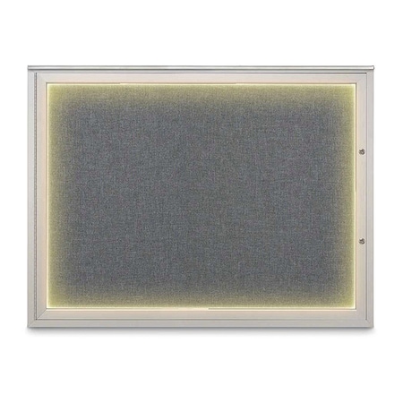 United Visual Products Corkboard, Medium Grey/Satin, 48"x36" UV416ILED1PLUS-SATIN-MEDGRY