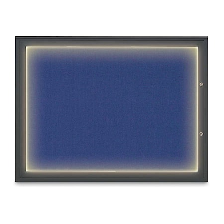 United Visual Products Corkboard, Cobalt Accent/Black, 48"x36" UV416ILED1PLUS-BLACK-COBACC
