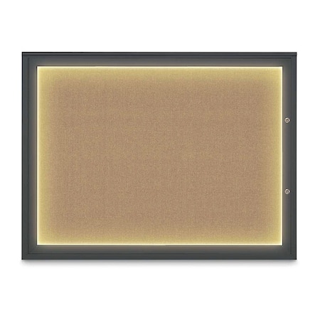 United Visual Products Corkboard, Buff/Black, 48"x36" UV416ILED1PLUS-BLACK-BUFF