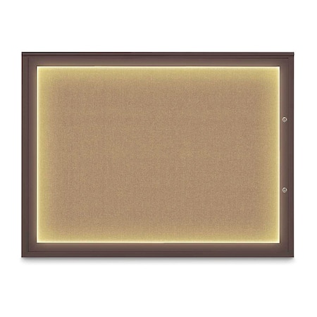 United Visual Products Corkboard, Buff/Bronze, 48"x36" UV416ILED1PLUS-BRONZE-BUFF