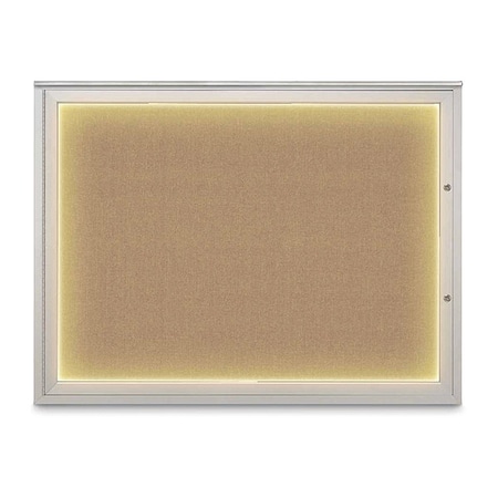 United Visual Products Corkboard, Buff/Satin, 48"x36" UV416ILED1PLUS-SATIN-BUFF