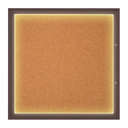 United Visual Products Corkboard, Cork/Bronze, 48"x48" UV416ILED48PLUS-BRONZE-CORK