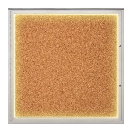 United Visual Products Corkboard, Cork/Satin, 48"x48" UV416ILED48PLUS-SATIN-CORK