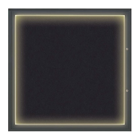 United Visual Products Corkboard, Rubber/Black, 48"x48" UV416ILED48PLUS-BLACK-RUBBER