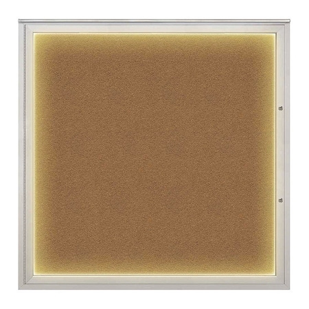 United Visual Products Corkboard, Synthetic Cork/Satin, 48"x48" UV416ILED48PLUS-SATIN-FORBO